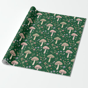 Dunkler Wald Smaragd Pilze Nahtloses Muster Moody Geschenkpapier
