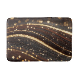 Dunkler Walnussbaum mit glänzenden Goldflüssen Badematte