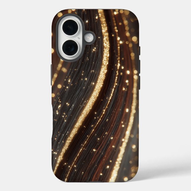 Dunkler Walnussbaum mit glänzenden Goldflüssen Case-Mate iPhone Hülle (Rückseite)