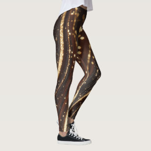 Dunkler Walnussbaum mit glänzenden Goldflüssen Leggings