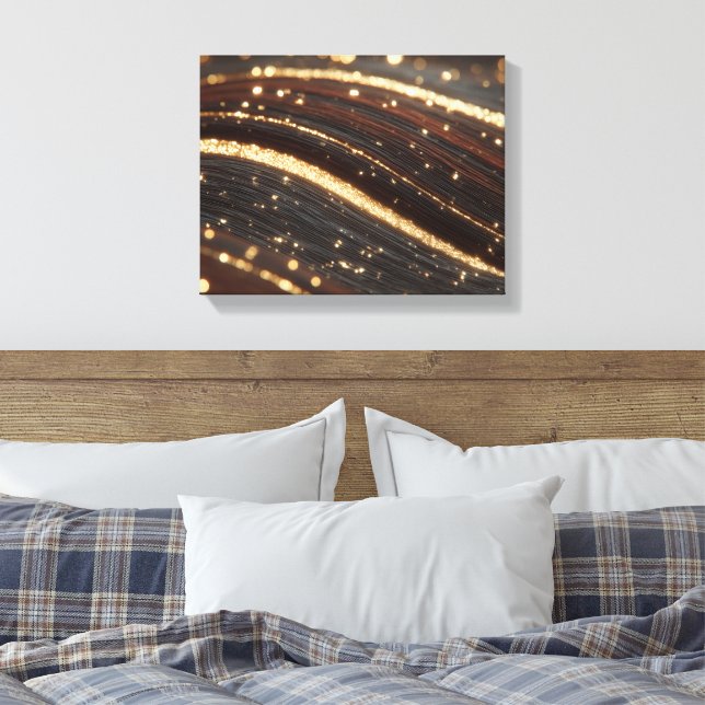 Dunkler Walnussbaum mit glänzenden Goldflüssen Leinwanddruck (Insitu (Schlafzimmer))