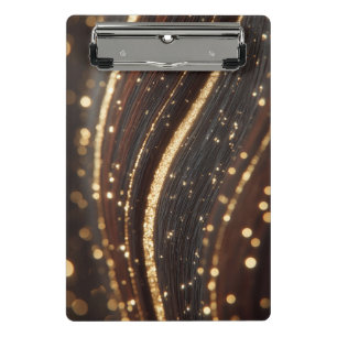 Dunkler Walnussbaum mit glänzenden Goldflüssen Mini Klemmbrett