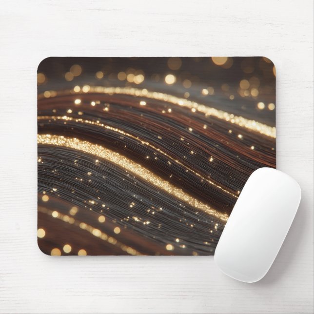Dunkler Walnussbaum mit glänzenden Goldflüssen Mousepad (Mit Mouse)