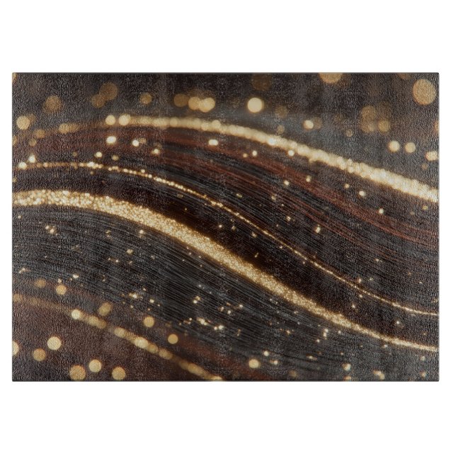 Dunkler Walnussbaum mit glänzenden Goldflüssen Schneidebrett (Vorderseite)