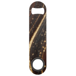 Dunkler Walnussbaum mit glänzenden Goldflüssen Speed Flaschenöffner