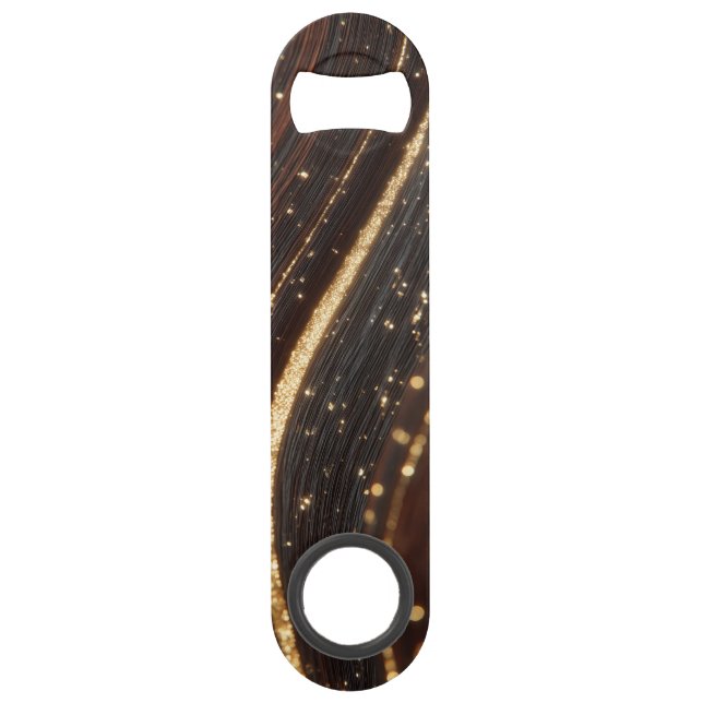 Dunkler Walnussbaum mit glänzenden Goldflüssen Speed Flaschenöffner (Vorderseite)