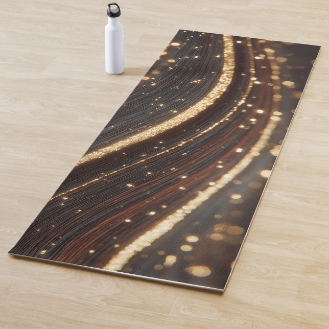 Dunkler Walnussbaum mit glänzenden Goldflüssen Yogamatte (Beispiel)