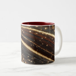 Dunkler Walnussbaum mit glänzenden Goldflüssen Zweifarbige Tasse