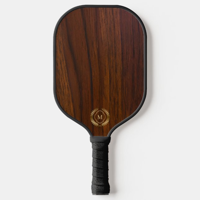 Dunkler Walnut Wood GoldLaurel Wreath Pickleball Schläger (Vorderseite)
