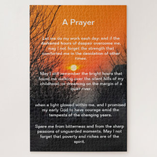 dunkler Weg in einen hellorangen Sonnenuntergang Puzzle