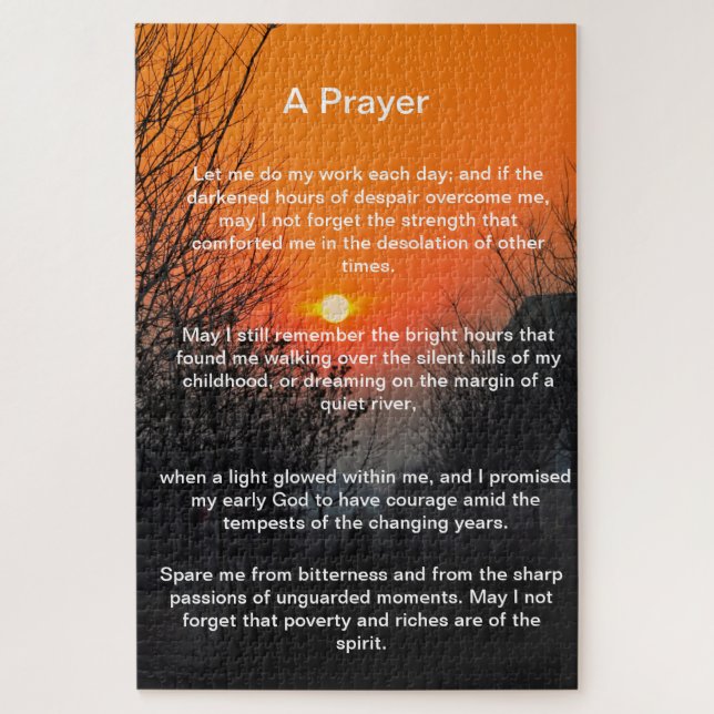 dunkler Weg in einen hellorangen Sonnenuntergang Puzzle (Vertikal)