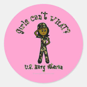 Dunkler Weibliche Marine Veteran Runder Aufkleber