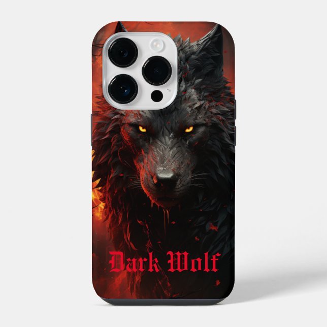 Dunkler Wolf  iPhone Hülle (Rückseite)