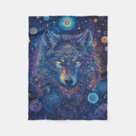 Dunkler Wolf Mandala Sternenhimmel Fleecedecke
