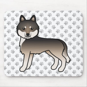 Dunkler Wolfgrauer Sibirischer Husky Süßer Cartoon Mousepad