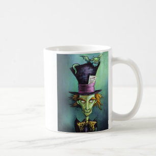 Dunkler wütender Hutmacher von der Alicen im Kaffeetasse