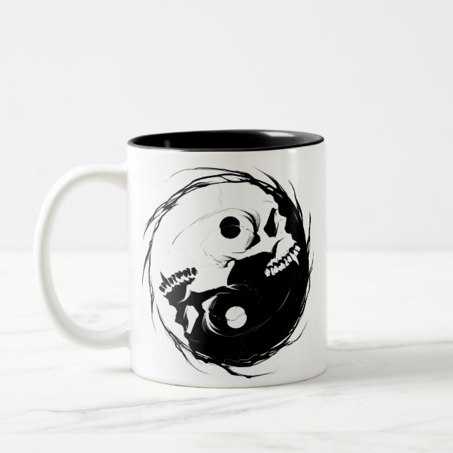Dunkler Yin mit religiösem Symbol Zweifarbige Tasse (Links)