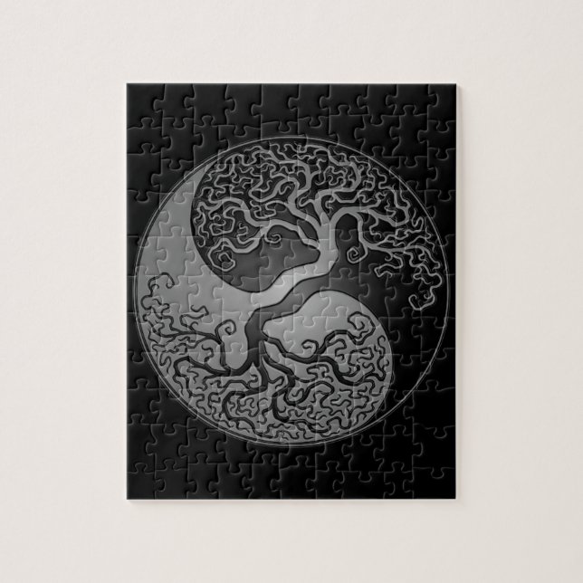Dunkler Yin Yang Baum Puzzle (Vertikal)