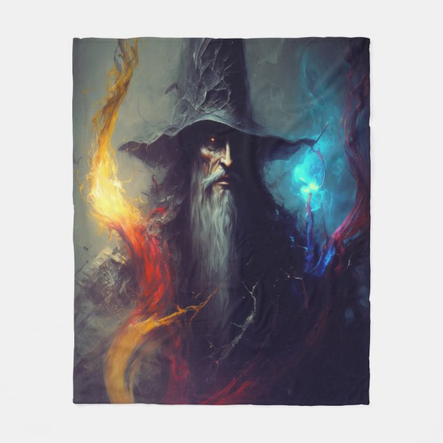 Dunkler-Zauberer-Fantasy-Decke | Magier-Kunst Fleecedecke (Vorderseite)