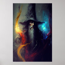 Dunkler-Zauberer-Fantasy-Kunstposter | Magier-Deko
