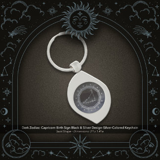 Dunkler Zodiac: Steinbock Sternzeichen Schwarz & S Schlüsselanhänger