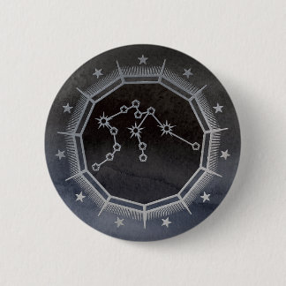 Dunkler Zodiac: Wassermann Geburtszeichen Schwarz Button