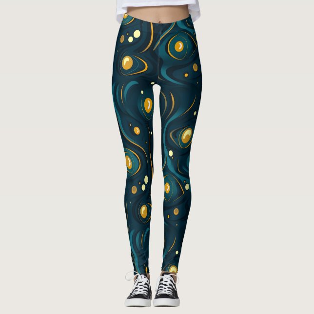 Dunkles Abstraktes kosmisches Muster Leggings (Vorderseite)