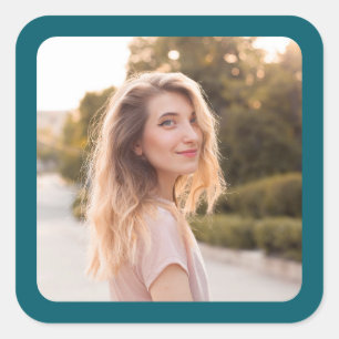 Dunkles Aquamarines Foto Quadratischer Aufkleber