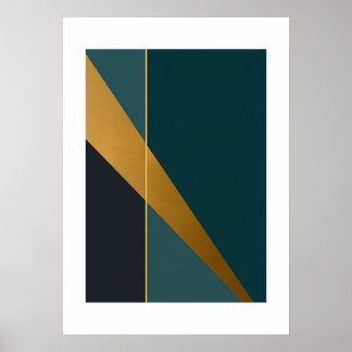 Dunkles Aquamarines, modernes Kunststück mit Golde Poster