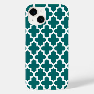 Dunkles Aquamarines modernes marokkanisches Muster Case-Mate iPhone Hülle