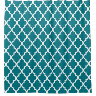 Dunkles aquamarines Quatrefoil Muster Duschvorhang
