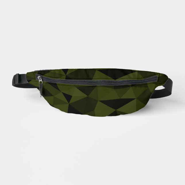 Dunkles Arenschwarz geometrisches Messmuster cool Bauchtasche (Vorderseite)