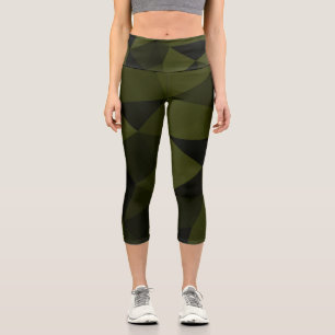 Dunkles Arenschwarz geometrisches Messmuster cool Capri Leggings