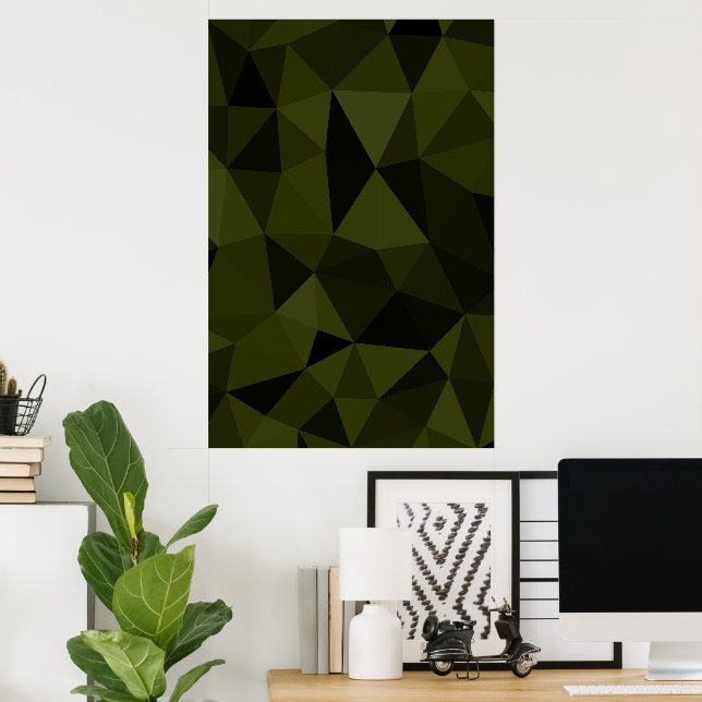 Dunkles Arenschwarz geometrisches Messmuster cool Poster (Heimbüro)