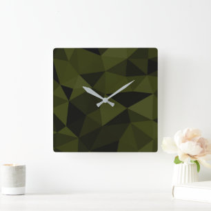 Dunkles Arenschwarz geometrisches Messmuster cool Quadratische Wanduhr