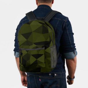 Dunkles Armeegrün schwarzes geometrisches Maschenm Bedruckter Rucksack