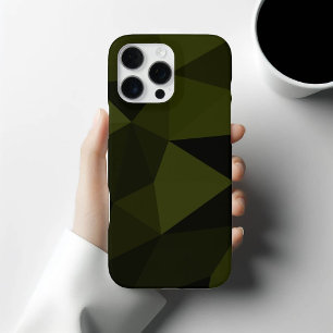 Dunkles Armeegrün schwarzes geometrisches Maschenm iPhone 15 Pro Max Hülle