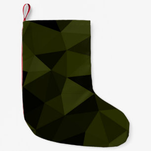 Dunkles Armeegrün schwarzes geometrisches Maschenm Kleiner Weihnachtsstrumpf