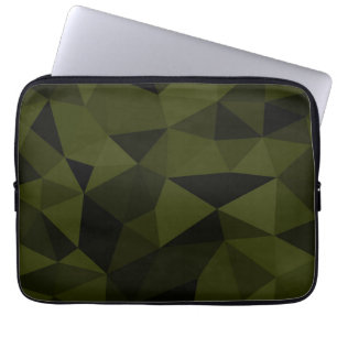Dunkles Armeegrün schwarzes geometrisches Maschenm Laptopschutzhülle