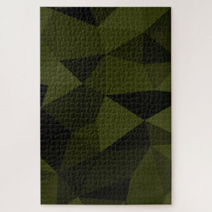 Dunkles Armeegrün schwarzes geometrisches Maschenm Puzzle