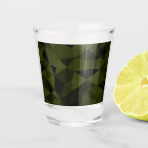 Dunkles Armeegrün schwarzes geometrisches Maschenm Schnapsglas