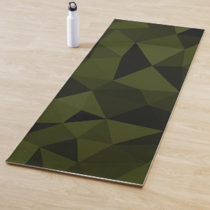 Dunkles Armeegrün schwarzes geometrisches Maschenm Yogamatte