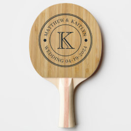 Dunkles Bambus-Hochzeitsmonogramm Tischtennis Schläger