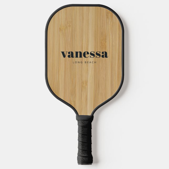 Dunkles Bambus-Minimal-Moderne Klassische Name  Pickleball Schläger (Vorderseite)