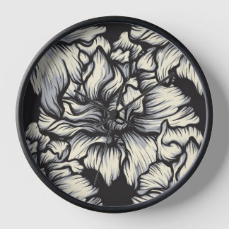 Dunkles Barock-Blumenmuster Uhr