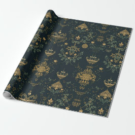 Dunkles Barock-Gold-Ornament-Geschenkpapier  Geschenkpapier