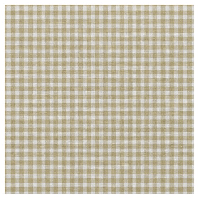 Dunkles Beige Kariertes Gingham Karo Stoff (Nahaufnahme)