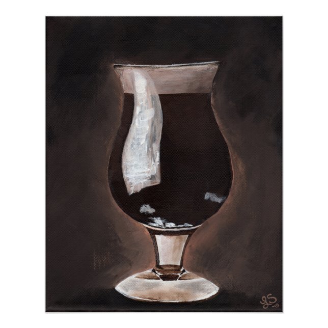 Dunkles Bier in Tulip Glass Porter Kunstmalerei Poster (Vorderseite)