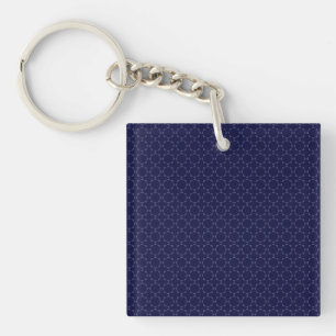 Dunkles Blau Islamisches Geometrisches Muster Schlüsselanhänger
