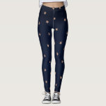 Dunkles Blau & Rose Gold Pink Glittery Sterne Star Leggings<br><div class="desc">Leggings.</div>